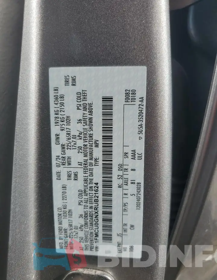 1FMCU0GNXRUB21624 Photo# 13