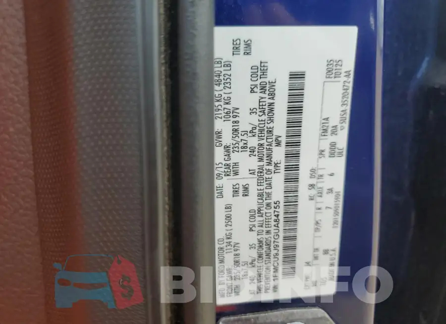 1FMCU9J97GUA84755 Photo# 13