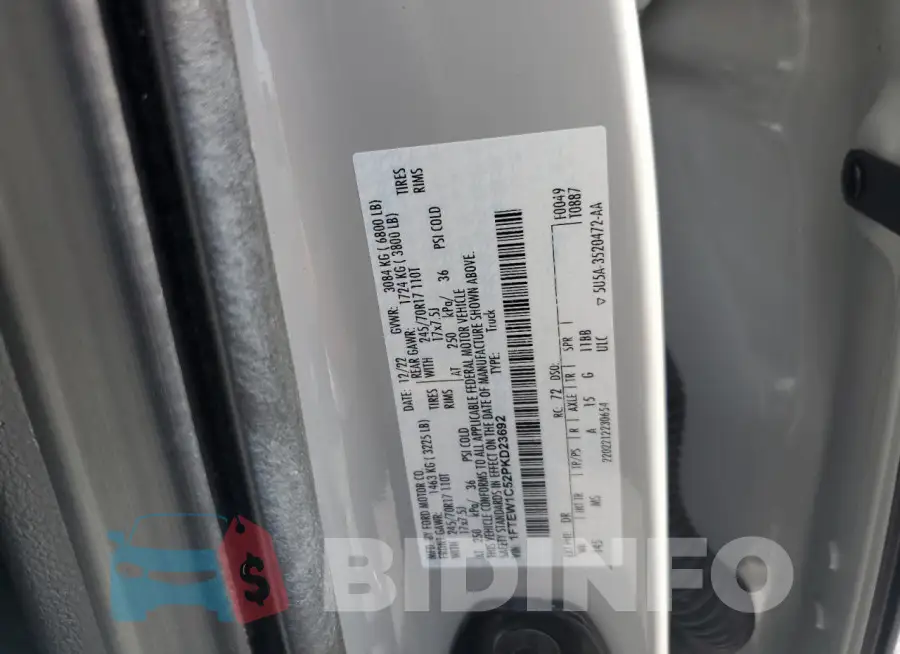1FTEW1C52PKD23692 Photo# 12