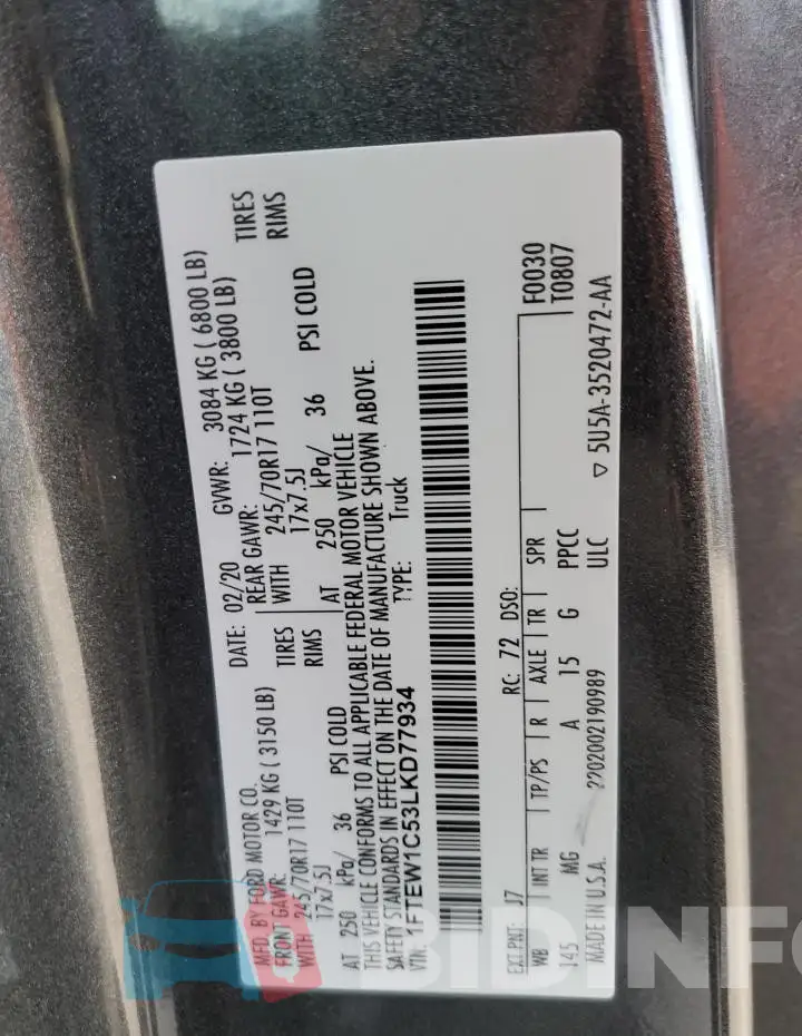 1FTEW1C53LKD77934 Photo# 12