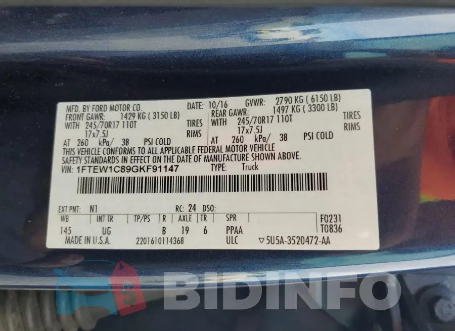 1FTEW1C89GKF91147 Photo# 12