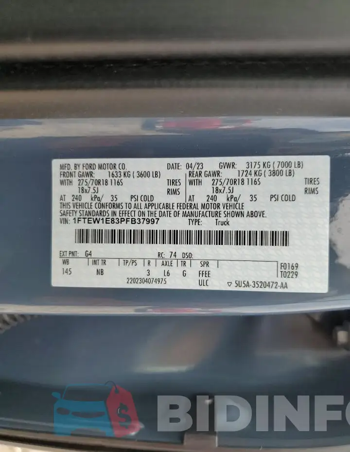 1FTEW1E83PFB37997 Photo# 12