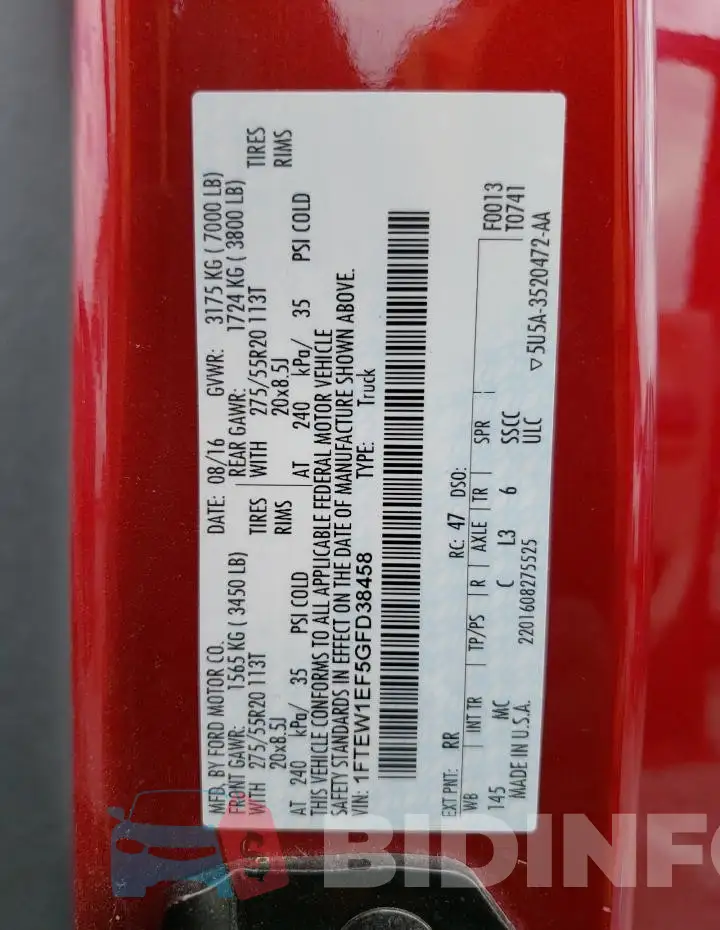 1FTEW1EF5GFD38458 Photo# 12