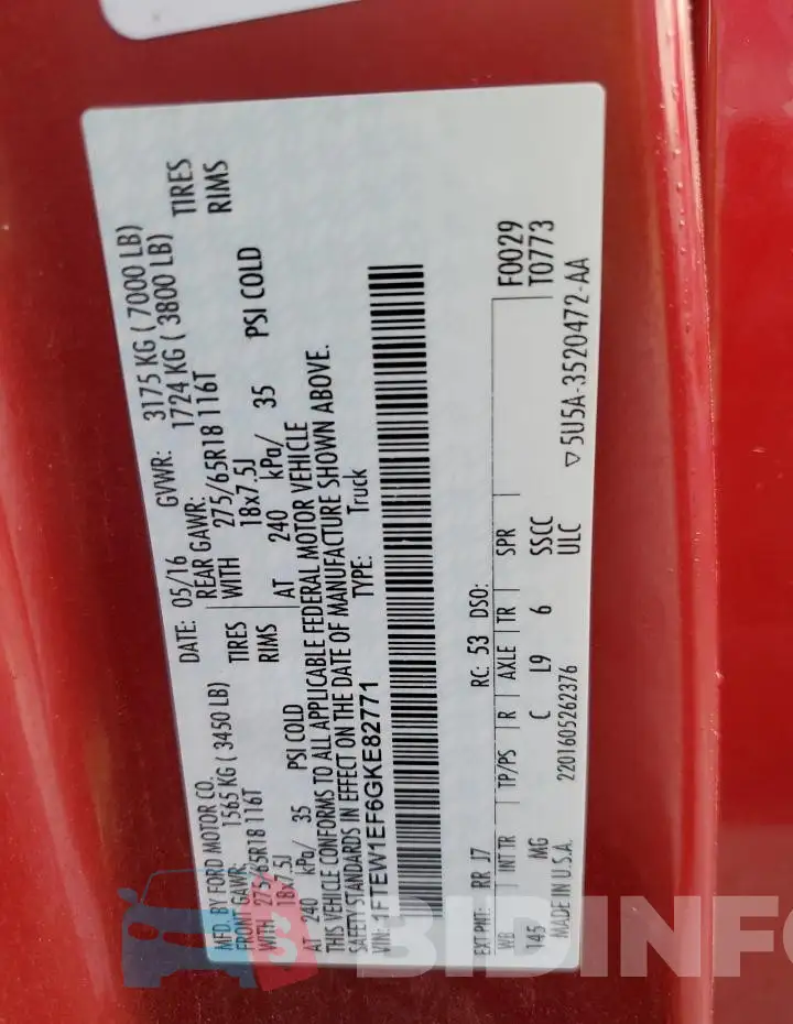 1FTEW1EF6GKE82771 Photo# 12