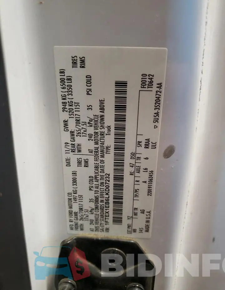 1FTEX1EB6LKD07232 Photo# 12