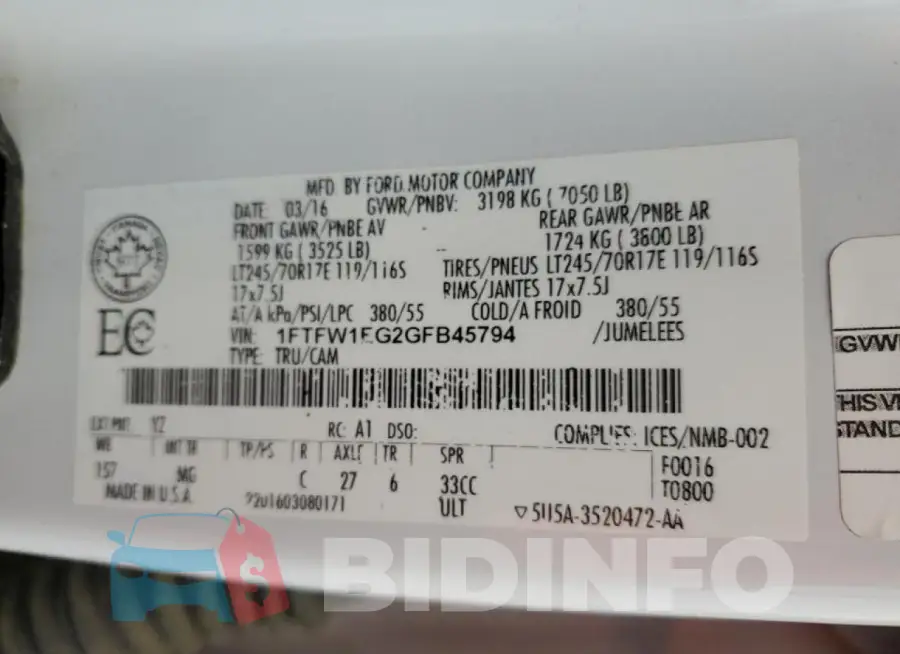1FTFW1EG2GFB45794 Photo# 13