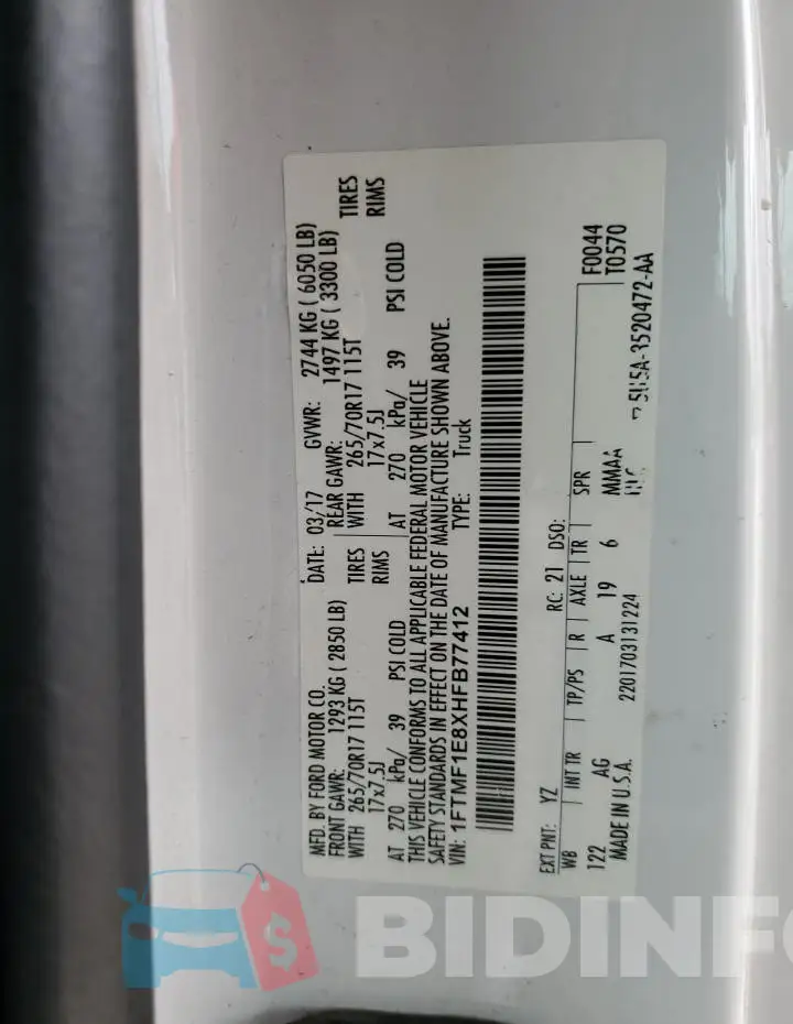 1FTMF1E8XHFB77412 Photo# 12