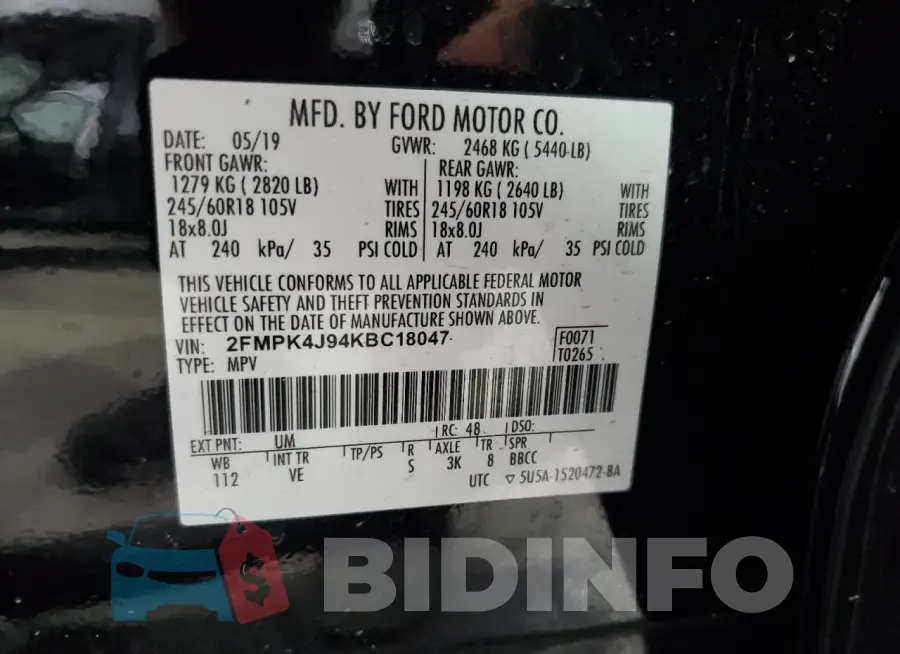 2FMPK4J94KBC18047 Photo# 13