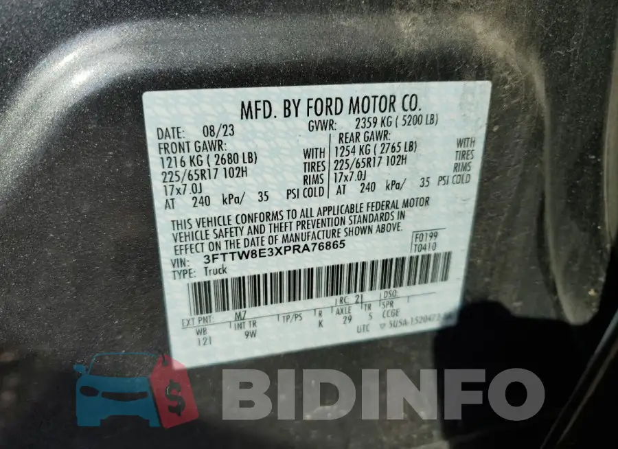 3FTTW8E3XPRA76865 Photo# 12