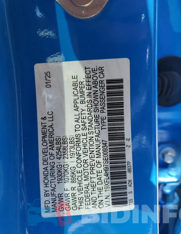 19XFL4H97SE009347 Photo# 13