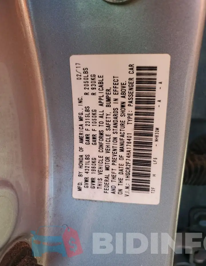 1HGCR2F74HA176401 Photo# 12