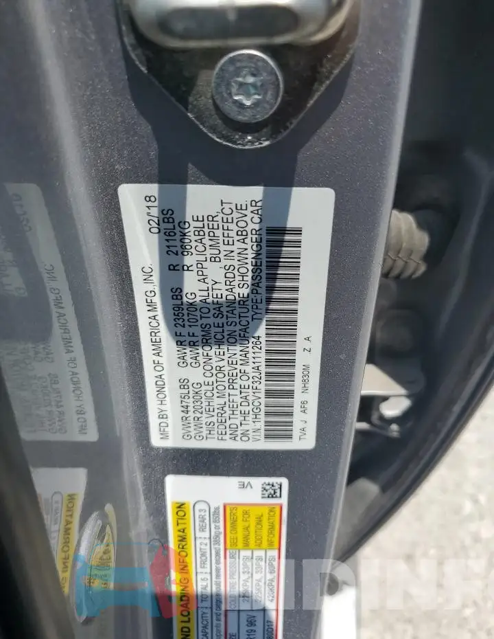 1HGCV1F32JA111264 Photo# 12