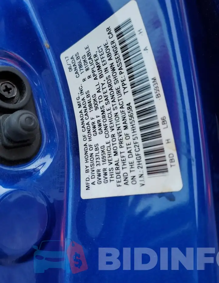 2HGFC2F51HH556584 Photo# 12