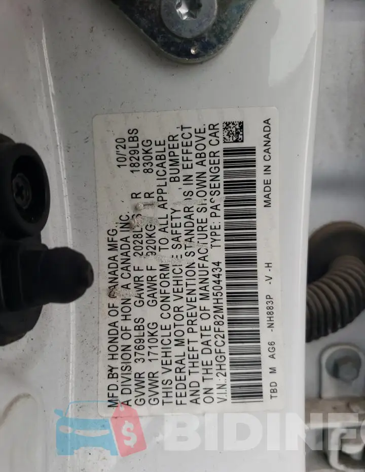 2HGFC2F82MH504434 Photo# 13