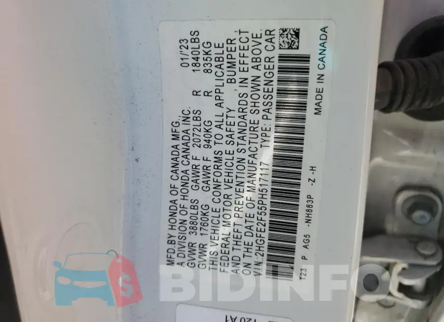2HGFE2F55PH517117 Photo# 12