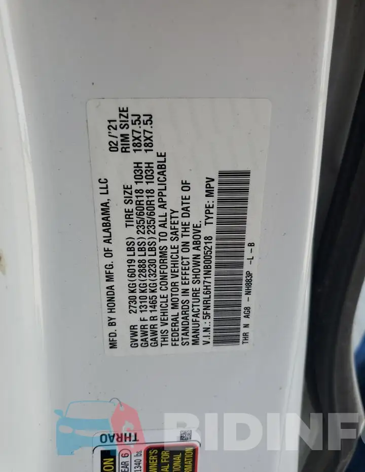 5FNRL6H71NB005218 Photo# 13
