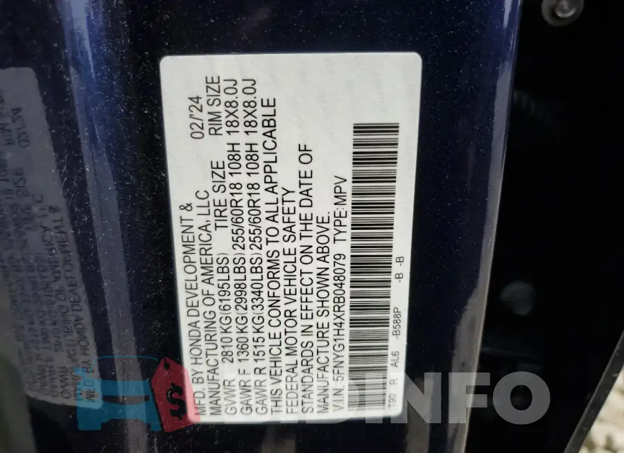 5FNYG1H4XRB048079 Photo# 14