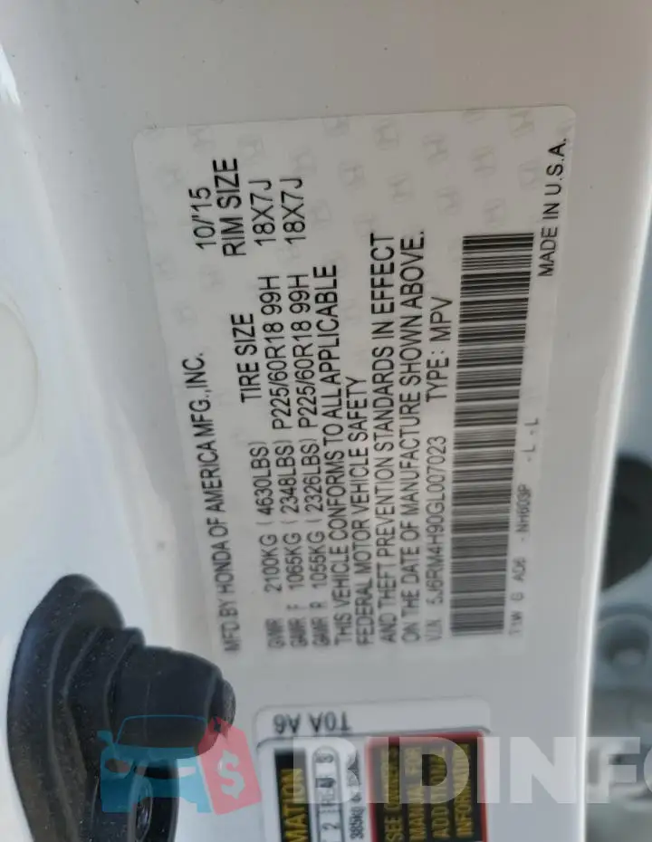 5J6RM4H90GL007023 Photo# 14
