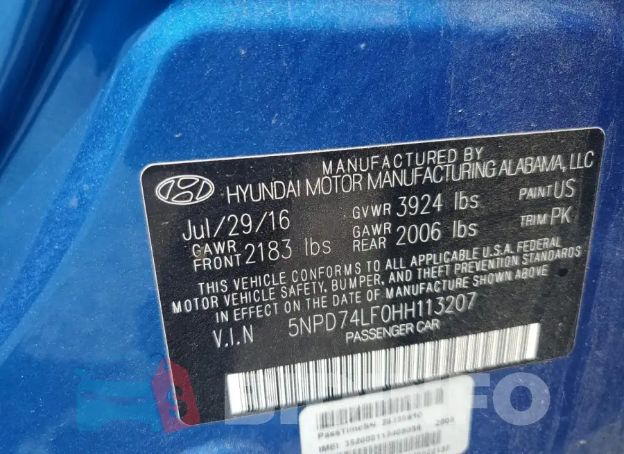 5NPD74LF0HH113207 Photo# 12
