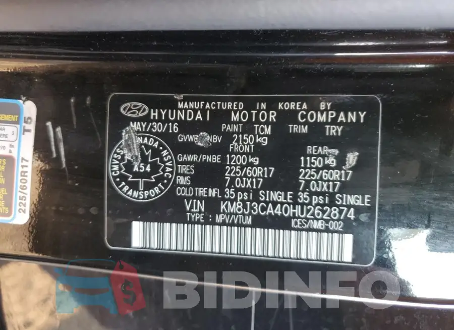 KM8J3CA40HU262874 Photo# 13