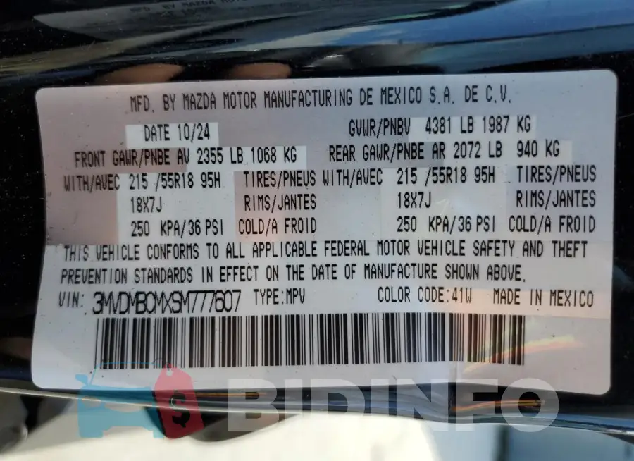 3MVDMBCMXSM777607 Photo# 13