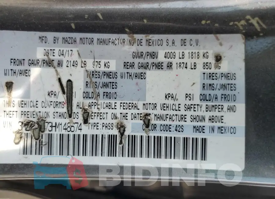 3MZBN1L73HM148674 Photo# 13