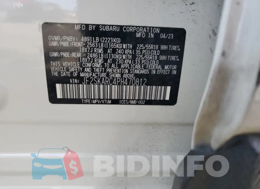 JF2SKARC4PH470812 Photo# 13