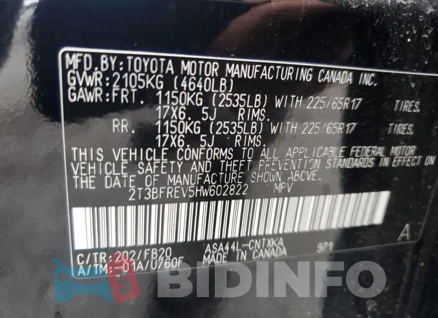 2T3BFREV5HW602822 Photo# 13