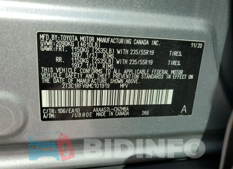 2T3C1RFV6MC101919 Photo# 13