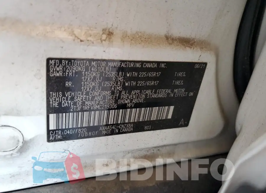 2T3F1RFV8MC219306 Photo# 13