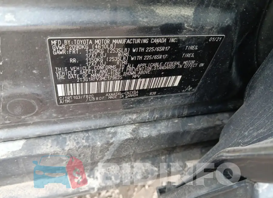 2T3G1RFV3MC179625 Photo# 12