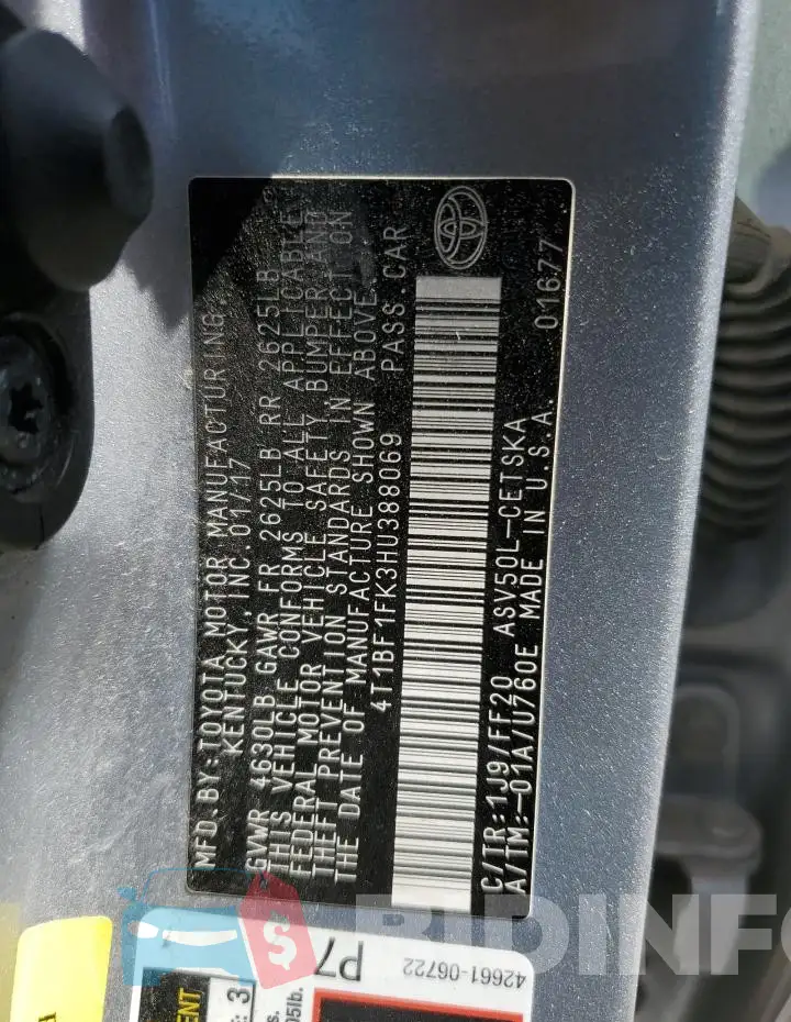 4T1BF1FK3HU388069 Photo# 12