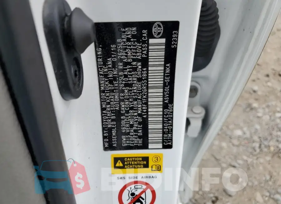 4T4BF1FK2GR551864 Photo# 13