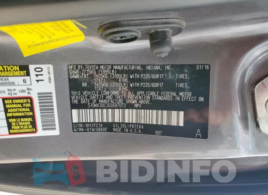 5TDKK3DC2GS697073 Photo# 14