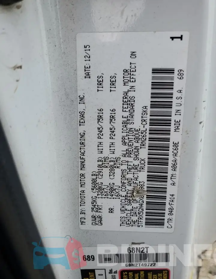 5TFRX5GN4GX057983 Photo# 12