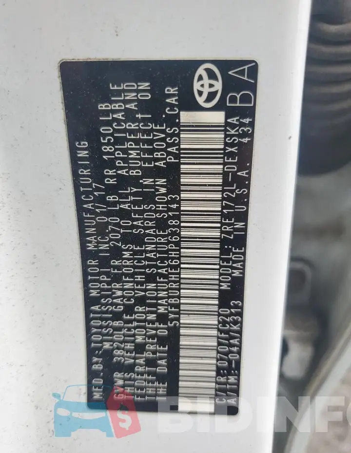 5YFBURHE6HP638143 Photo# 12