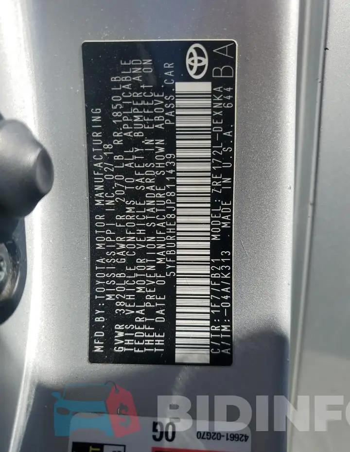 5YFBURHE8JP811439 Photo# 12