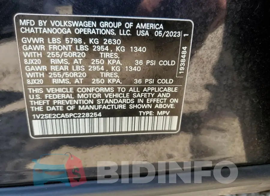 1V2SE2CA5PC228254 Photo# 13