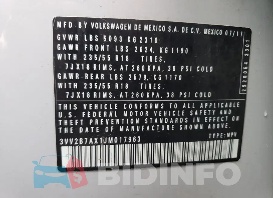 3VV2B7AX1JM017963 Photo# 13
