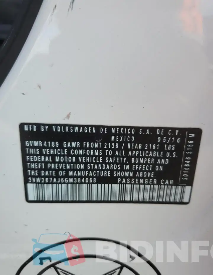 3VW267AJ6GM384068 Photo# 12