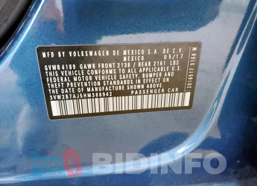 3VW2B7AJ5HM386942 Photo# 13