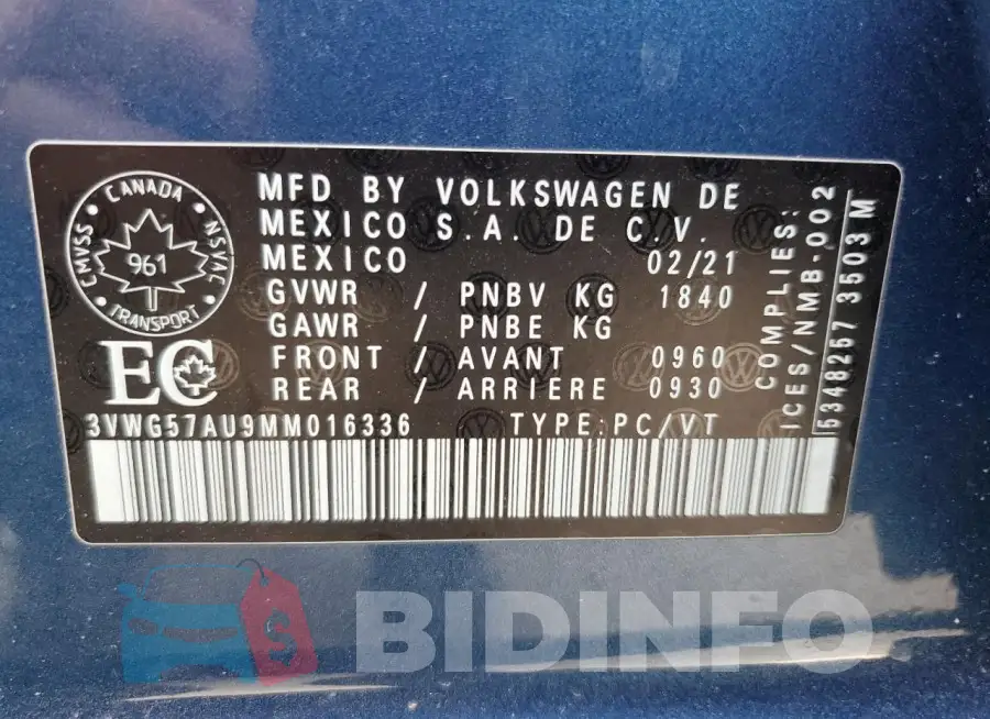 3VWG57AU9MM016336 Photo# 12