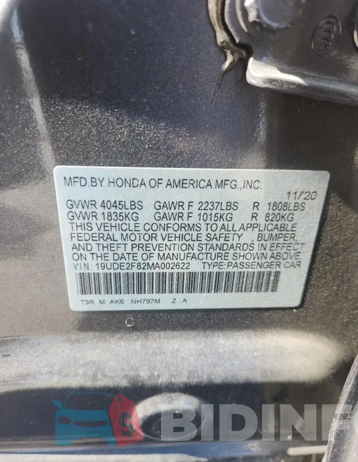 19UDE2F82MA002622 Photo# 12