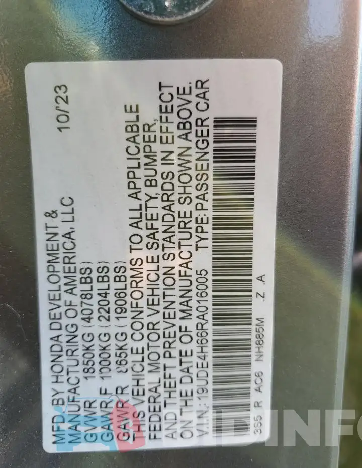 19UDE4H66RA016005 Photo# 13
