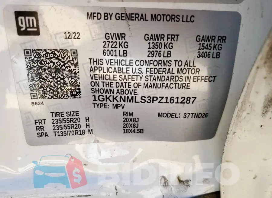 1GKKNMLS3PZ161287 Photo# 13