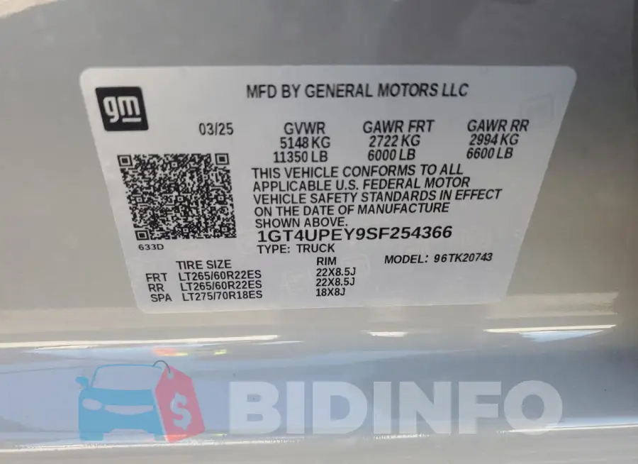 1GT4UPEY9SF254366 Photo# 12