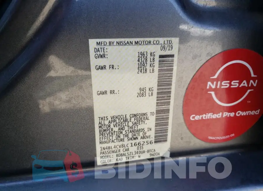 1N4BL4CV8LC166256 Photo# 12