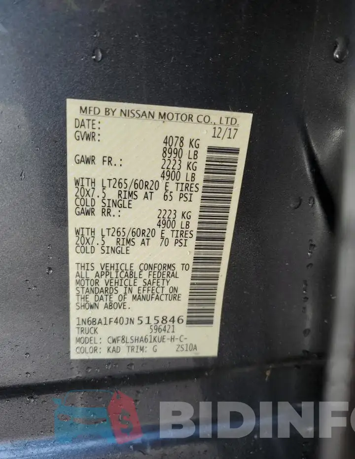1N6BA1F40JN515846 Photo# 13