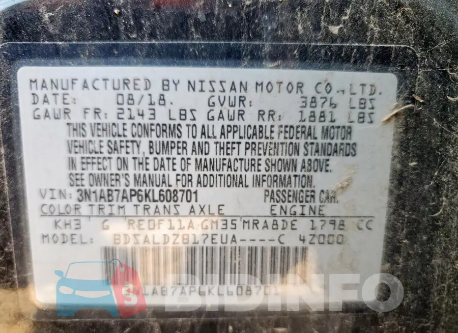 3N1AB7AP6KL608701 Photo# 12