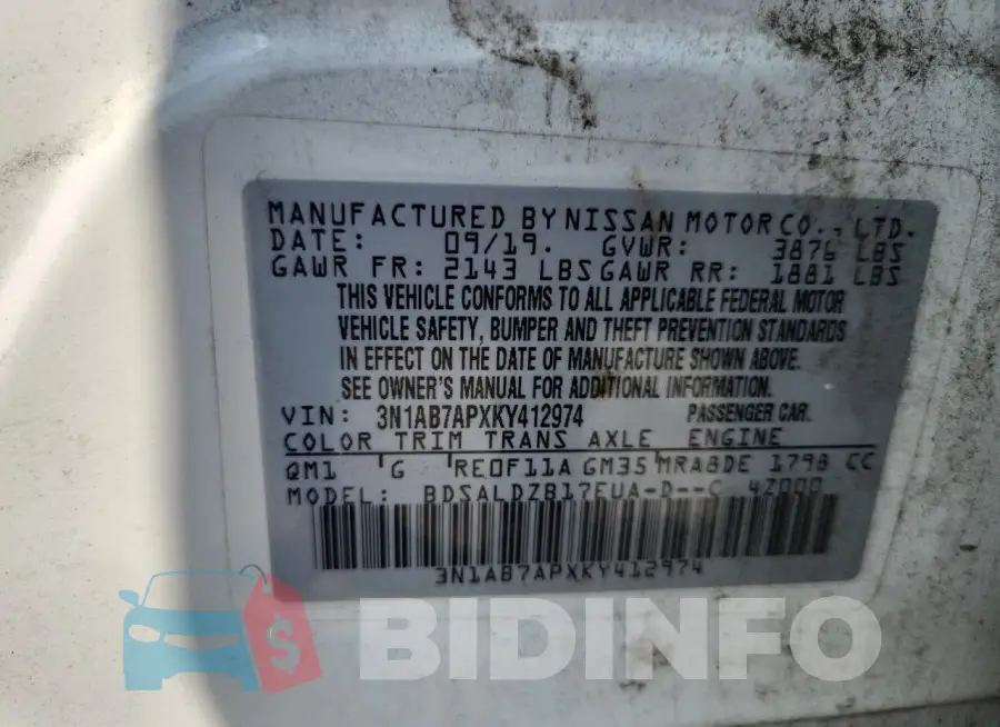 3N1AB7APXKY412974 Photo# 12